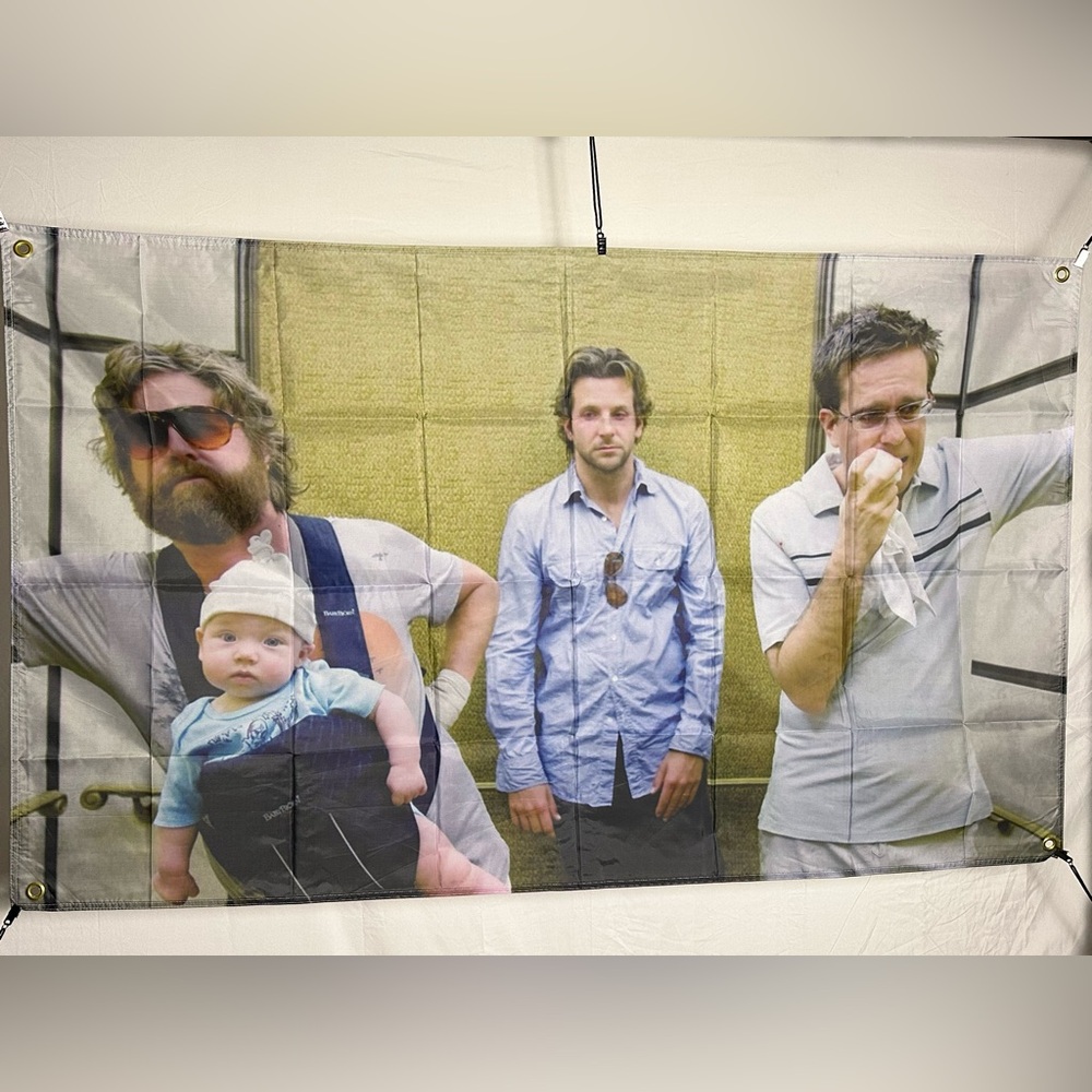 The Hangover “elevator scene” Banner Tapestry (polyester) 5x3Ft. With 4 Grommets